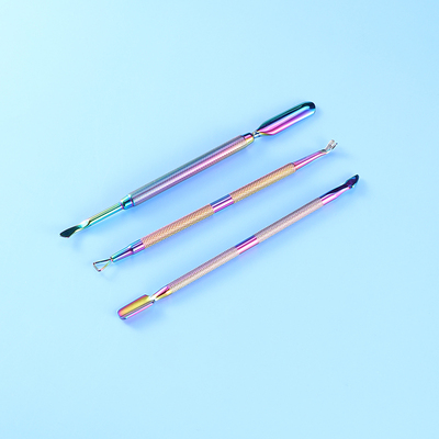 3件套彩钛双头两用钢推美甲工具